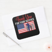 Hartelijk dank voor uw servicepatriottische vetera vierkante sticker (Envelop)
