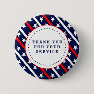 Hartelijk dank voor uw servicestars en -strepen ronde button 5,7 cm