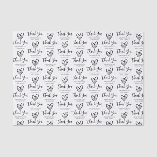 Hartelijk dank voor uw steun aan dit kleinbedrijf tissuepapier (Voorkant)