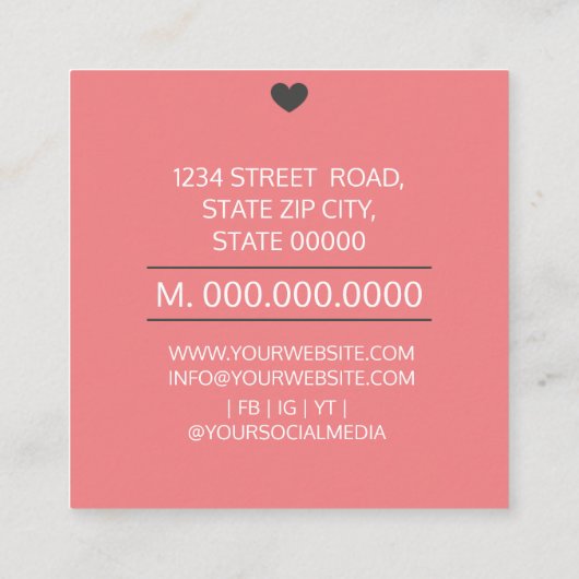 Hartelijk dank voor uw steun aan mijn bedrijf vierkante visitekaartje (Achterkant)