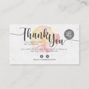 Hartelijk dank voor uw steun aan mijn bedrijf visitekaartje