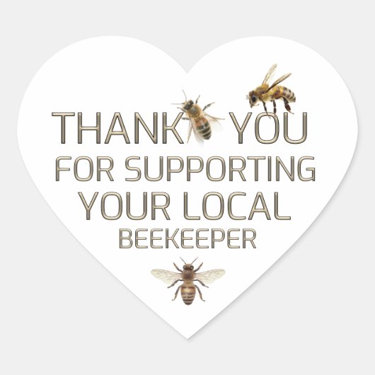Hartelijk dank voor uw steun aan uw lokale imkerij hart sticker (Voorkant)