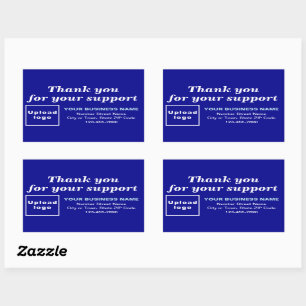 Hartelijk dank voor uw steun voor blauw rechthoekige sticker