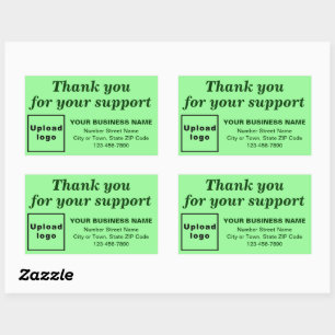 Hartelijk dank voor uw steun voor Light Green Rechthoekige Sticker