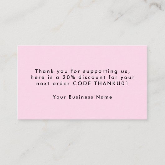 Hartelijk dank voor uw steun voor mijn kleine visitekaartje (Achterkant)