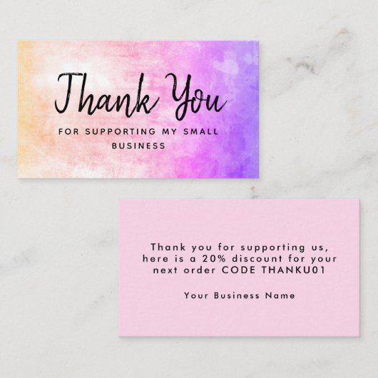 Hartelijk dank voor uw steun voor mijn kleine visitekaartje (Voorkant / Achterkant)