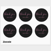 Hartelijk dank voor uw Typografie Plain Black Pink Ronde Sticker (Vel)