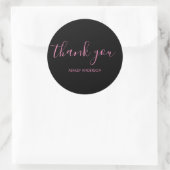 Hartelijk dank voor uw Typografie Plain Black Pink Ronde Sticker (Tas)