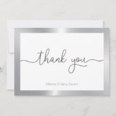 Hartelijk dank voor uw typografie, zilver en witte bedankkaart (Voorkant)