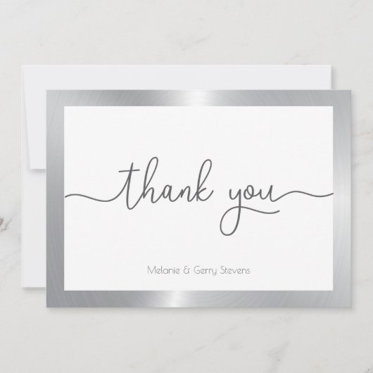 Hartelijk dank voor uw typografie, zilver en witte bedankkaart (Voorkant)