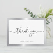 Hartelijk dank voor uw typografie, zilver en witte bedankkaart (Staand voorkant)