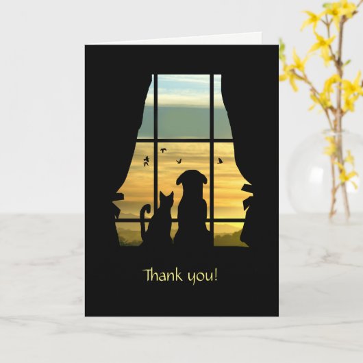 Hartelijk dank voor uw vergadering met Dog en Cat Kaart (Gele Bloem)