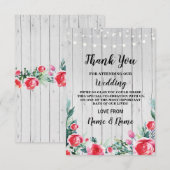 Hartelijk dank voor uw Verloving Wedding Red Roses Bedankkaart (Voorkant / Achterkant)