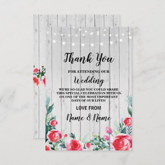 Hartelijk dank voor uw Verloving Wedding Red Roses Bedankkaart (Voorkant / Achterkant)