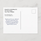 Hartelijk dank voor uw verwijzing 2 Chiropraktijk Briefkaart (Achterkant)