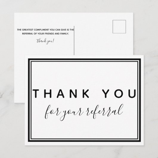 Hartelijk dank voor uw verwijzing, Chiropractic Briefkaart (Voorkant / Achterkant)