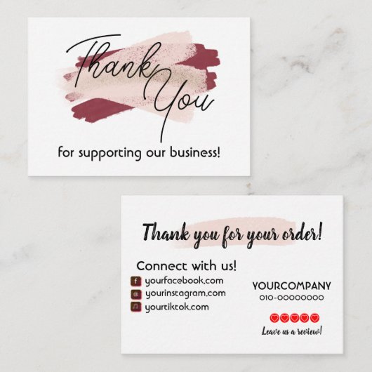 Hartelijk dank voor uw visitekaartje notitiekaartje (Voorkant / Achterkant)