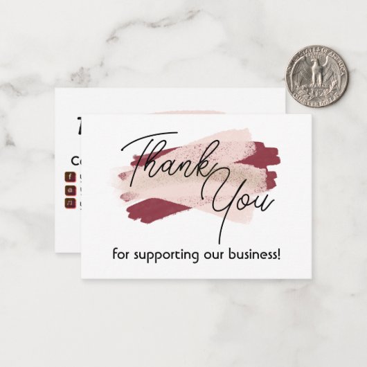 Hartelijk dank voor uw visitekaartje notitiekaartje (Voorkant / Achterkant in situ)