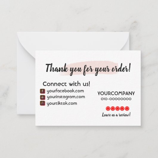 Hartelijk dank voor uw visitekaartje notitiekaartje (Achterkant)