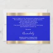 Hartelijk dank voor uw visitekaartje Royal Blue Go Kaart (Achterkant)