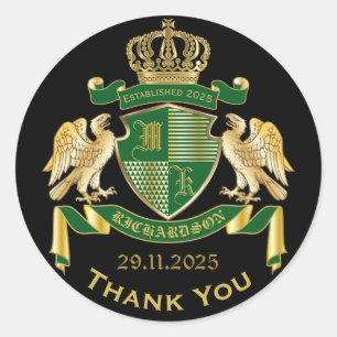 Hartelijk dank voor uw wapenschild Green Gold Eagl Ronde Sticker
