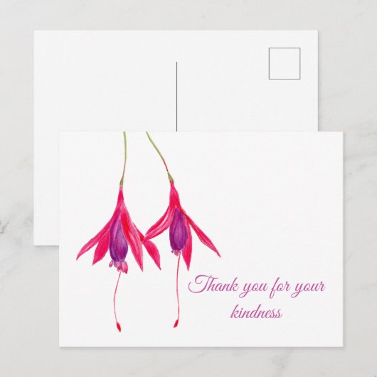 Hartelijk dank voor uw Waterverf Fuschia. Briefkaart (Voorkant / Achterkant)