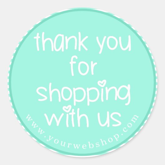 Hartelijk dank voor uw winkelen - Blauwgroen Strip Ronde Sticker (Voorkant)