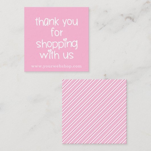 Hartelijk dank voor uw winkels - de hotroze websho vierkante visitekaartje (Voorkant / Achterkant)