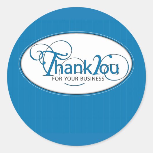Hartelijk dank voor uw zakelijke, blauw script ronde sticker (Voorkant)