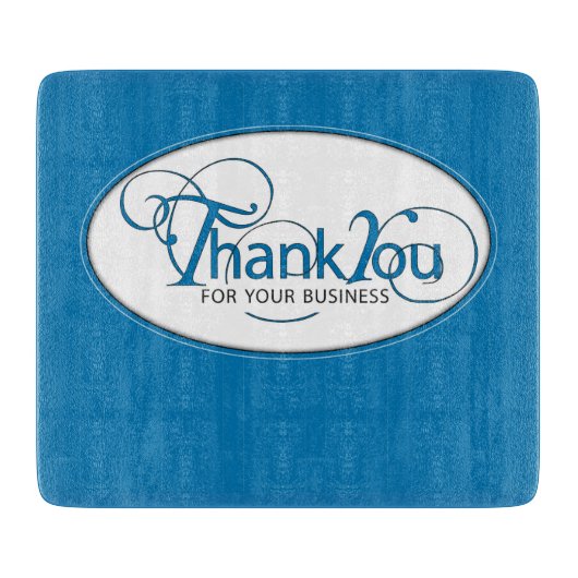 Hartelijk dank voor uw zakelijke, blauw script snijplank (Voorkant)