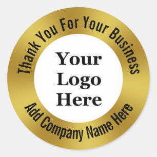 Hartelijk dank voor uw zakelijke gouden Logo hier Ronde Sticker