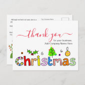 Hartelijk dank voor uw zakelijke kerstdagen briefkaart (Voorkant / Achterkant)