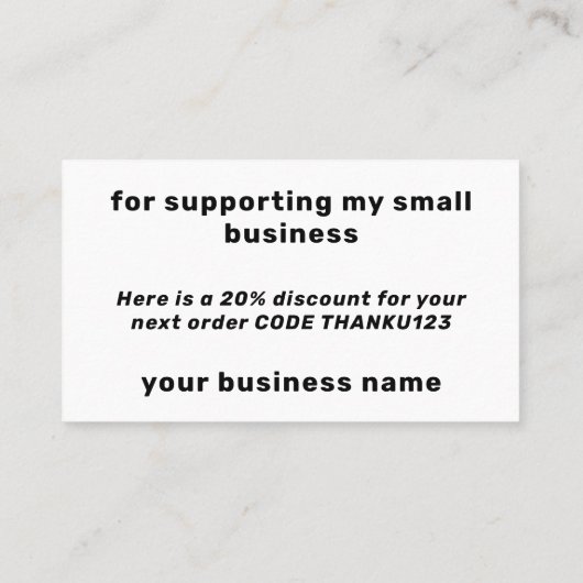 Hartelijk dank voor uw zakelijke korting Blauw Ora Visitekaartje (Achterkant)