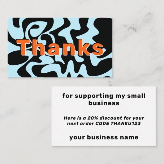 Hartelijk dank voor uw zakelijke korting Blauw Ora Visitekaartje (Voorkant / Achterkant)