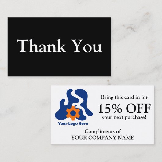 Hartelijk dank voor uw zakelijke korting op kortin visitekaartje (Voorkant / Achterkant)