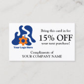 Hartelijk dank voor uw zakelijke korting op kortin visitekaartje (Achterkant)