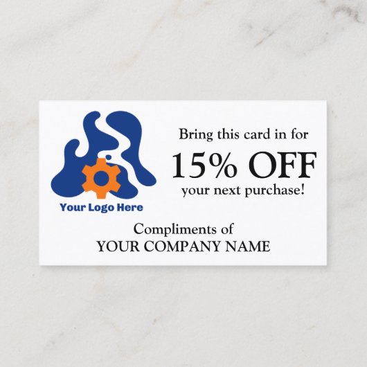 Hartelijk dank voor uw zakelijke korting op kortin visitekaartje (Achterkant)