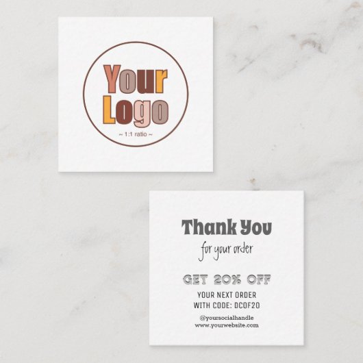 Hartelijk dank voor uw zakelijke Logo Modern minim Kortingskaartje (Voorkant / Achterkant)