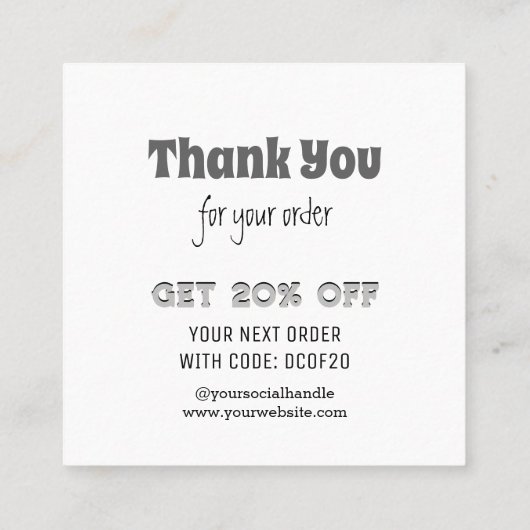 Hartelijk dank voor uw zakelijke Logo Modern minim Kortingskaartje (Achterkant)