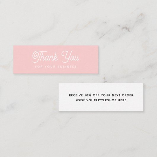 Hartelijk dank voor uw zakelijke moderne roze kort mini visitekaartje (Voorkant / Achterkant)