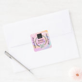 Hartelijk dank voor uw zakelijke QR-code roze holo Vierkante Sticker (Envelop)