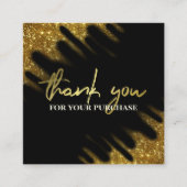 Hartelijk dank voor uw zwarte goudglitter-aankoop vierkante visitekaartje (Voorkant)