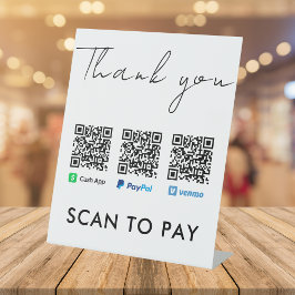Hartelijk dank voor Venmo Paypal CashApp Scan om w Reclamebord Met Voetstuk