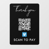 Hartelijk dank voor Venmo QR-codescan naar Moderne Raamsticker (Vel)