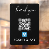 Hartelijk dank voor Venmo QR-codescan naar Moderne Raamsticker (Vel 2)