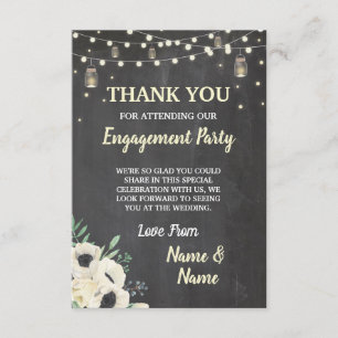 Hartelijk dank voor Verloving Fireflies Chalk Flor Bedankkaart