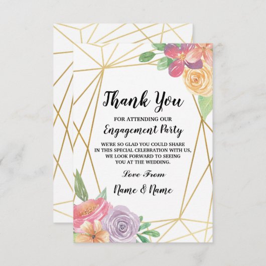 Hartelijk dank voor Verloving Weddenschap Gold Flo Kaart (Voorkant / Achterkant)