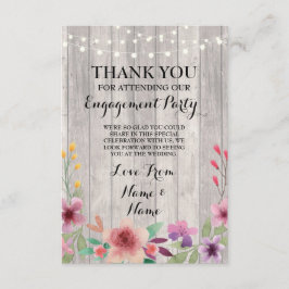 Hartelijk dank voor Verloving Wedding Wood Floral Bedankkaart