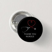 Hartelijk dank voor verpleegsters Red Love Heart S Ronde Button 3,2 Cm (Voorkant /achterkant)