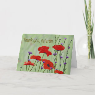 Hartelijk dank voor Veteran met papavers Bedankkaart